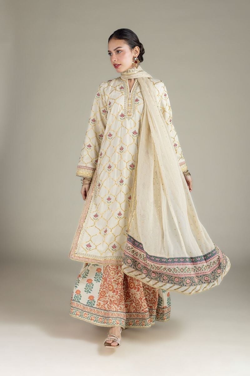 Ivory Kurta set, Ivory, size S — KH-001